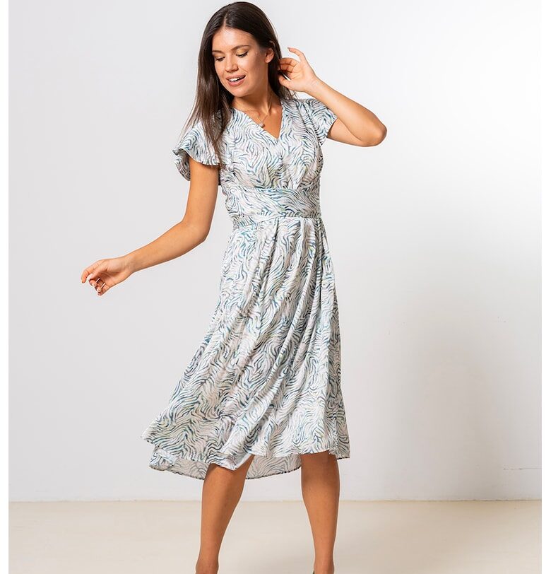 Рокля Sonia с принт - Бял/Зелен Hermosa