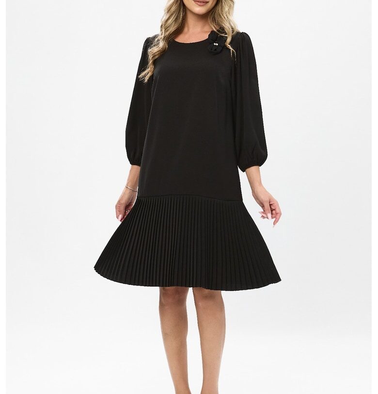 Рокля Tereza с флорална апликация - Черен BAROCCA