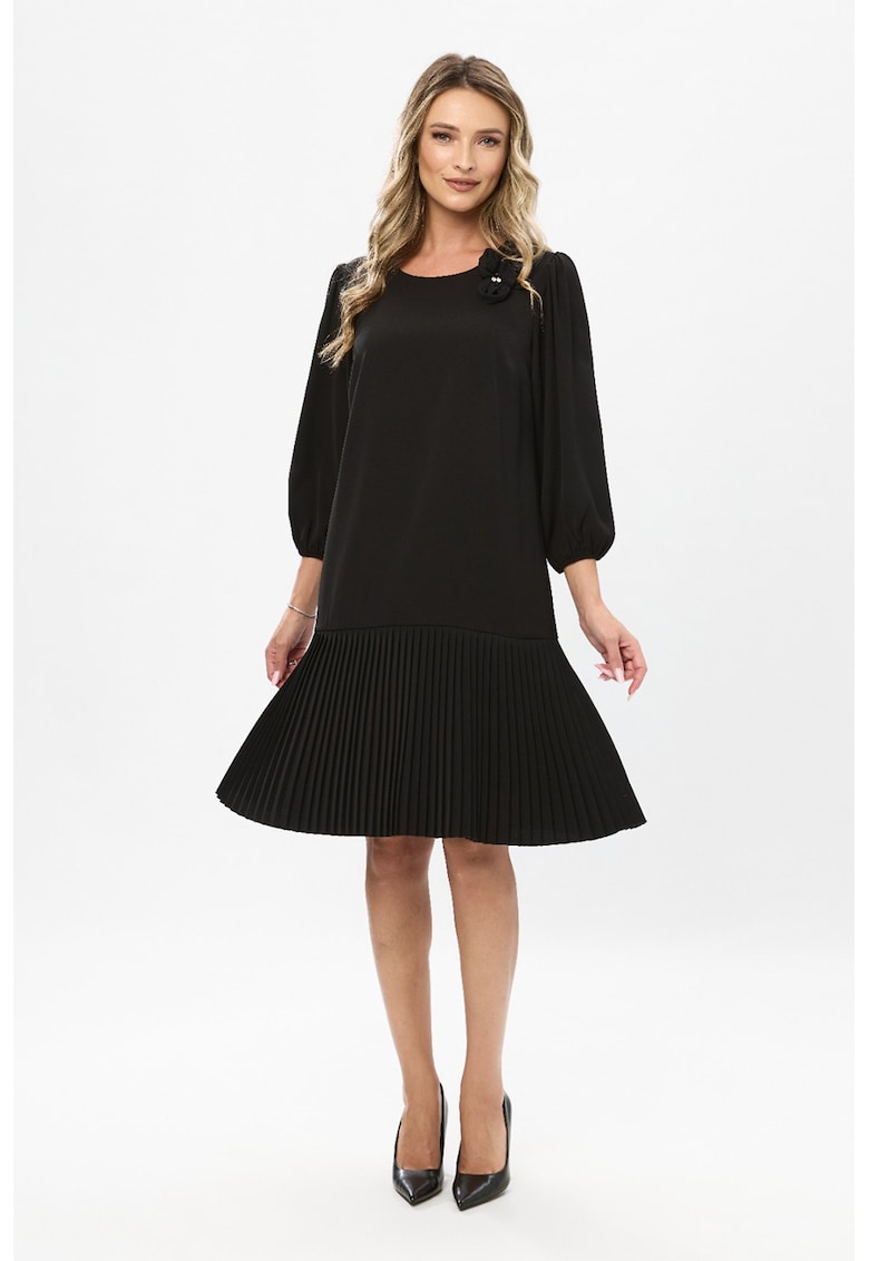 Рокля Tereza с флорална апликация - Черен BAROCCA