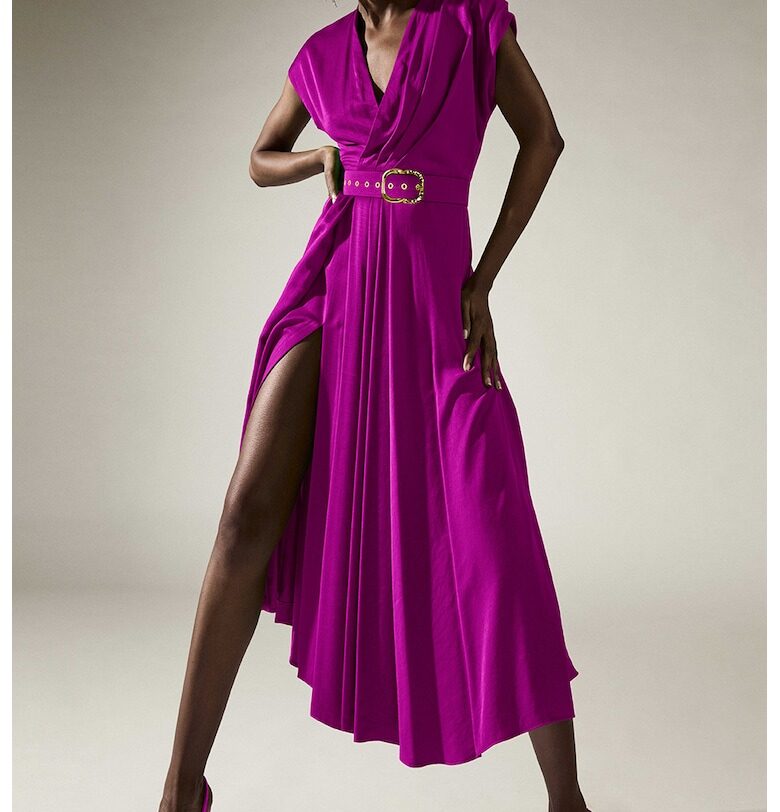 Рокля Tremolo със застъпено деколте - Фанданго розово Alina Cernatescu