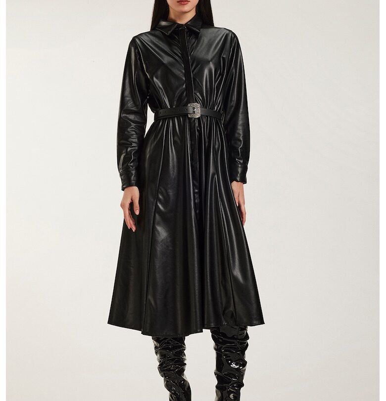 Рокля Vertigo от еко кожа - Черен Alina Cernatescu