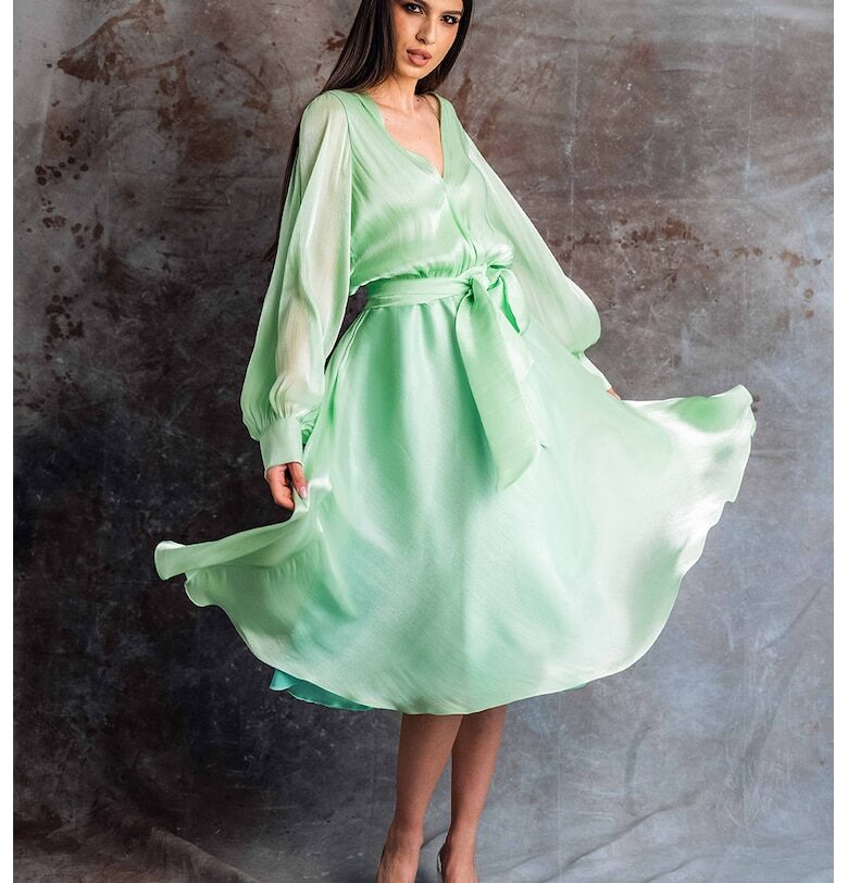 Рокля Zephyr с шпиц с коприна - Светлозелен MIAU by Clara Rotescu