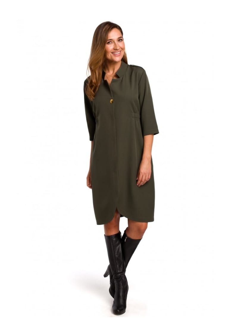 Рокля Блейзър - полиестер/еластан - тъмно син - Каки Style