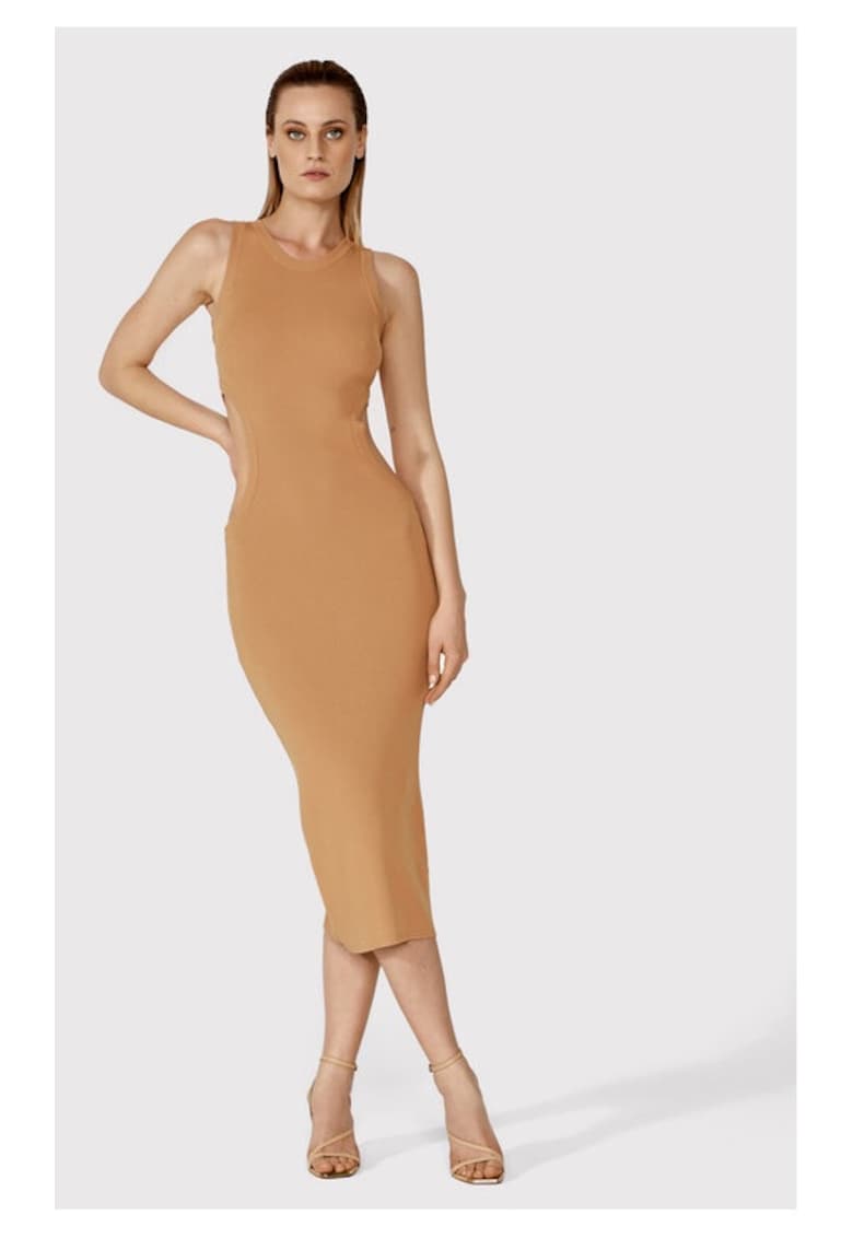 Рокля - Обикновена - 40677 - Вискоза - Кафява Simple