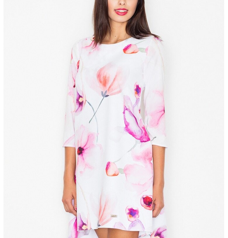 Рокля -  асиметрична - Полиестер - флорална - многоцветна Figl