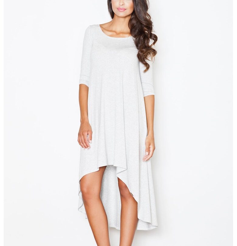 Рокля  асиметрична - с дълъг ръкав - изработена от вискоза Figl