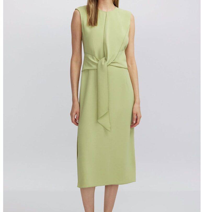 Рокля без ръкави с панделка отпред - Сламеножълт Ipekyol