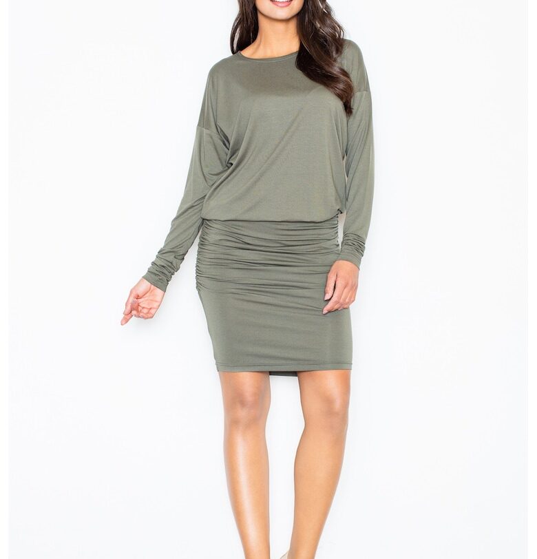 Рокля  дълъг ръкав - зелена - вискоза Figl