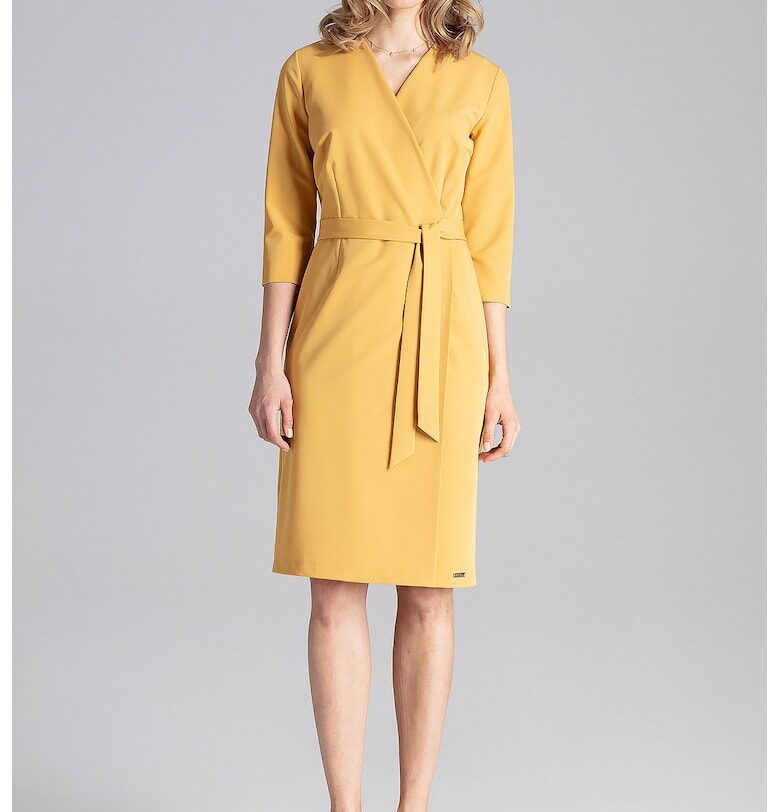 Рокля  елегантна - полиестер - жълта Figl