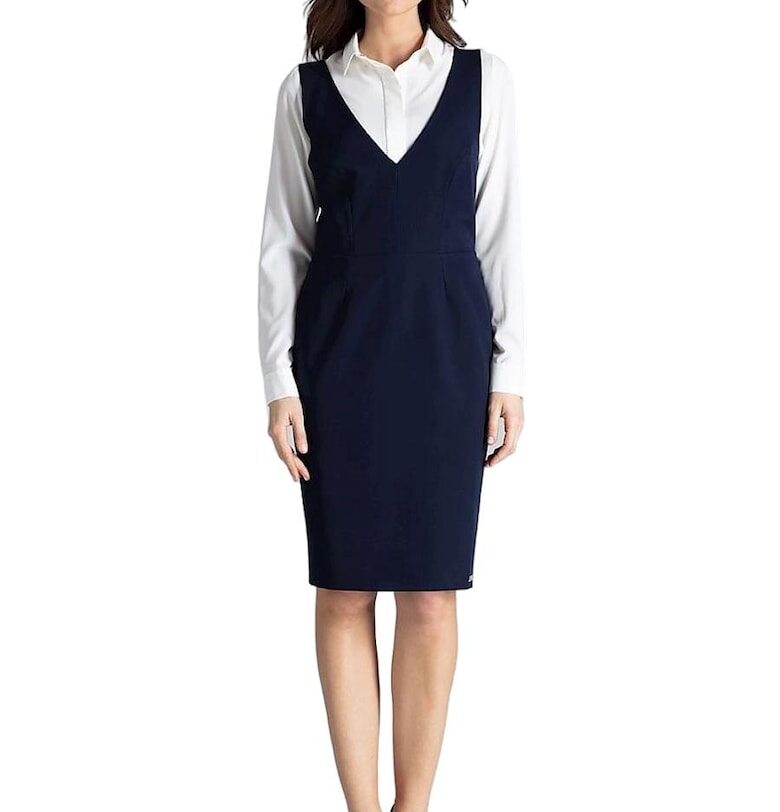 Рокля - ленитиф - полиестер/вискоза - дневна - тъмносиня Lenitif