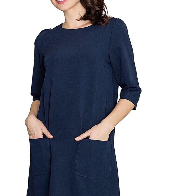 Рокля - ленитиф - полиестер/вискоза - тъмносиня - дневна Lenitif