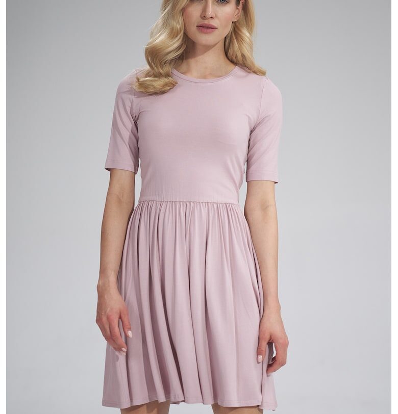 Рокля  лятна - къс ръкав - пудрово розово - вискоза Figl