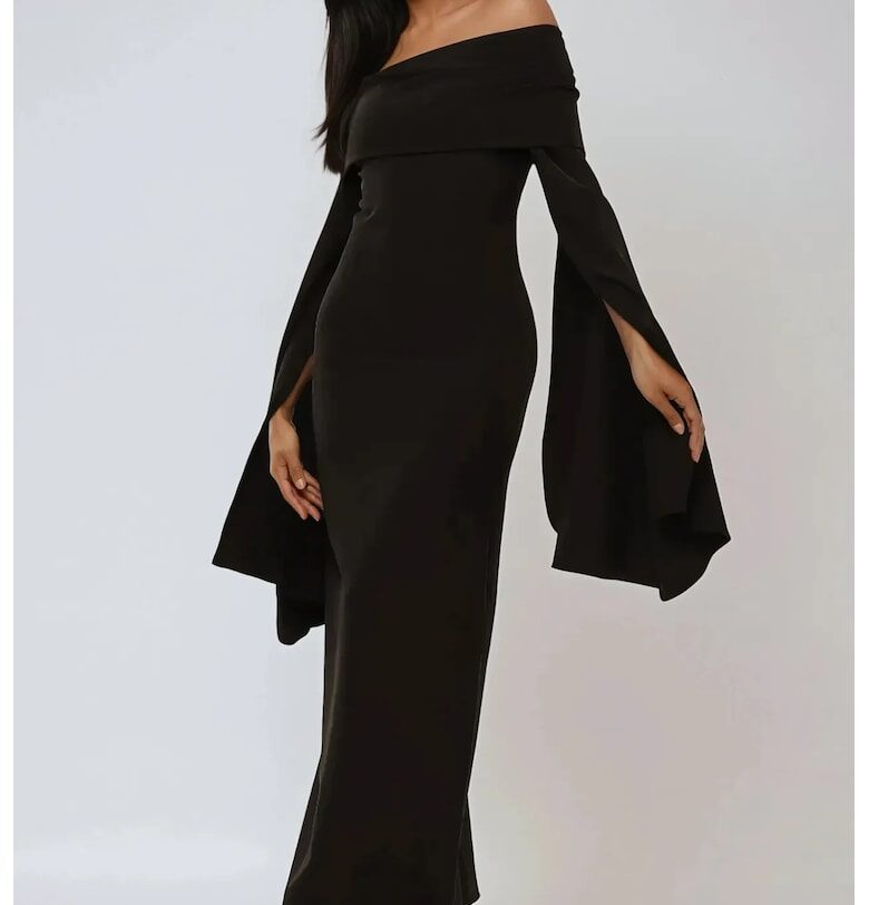 Рокля -  макси - прилепнала - с голи рамене - цепка - черна - Черен HiCCUP