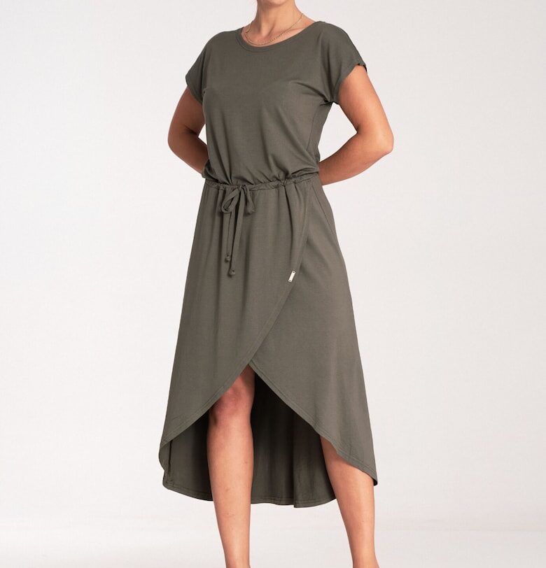 Рокля миди  M1041 - асиметрична - зелена - вискозна Figl