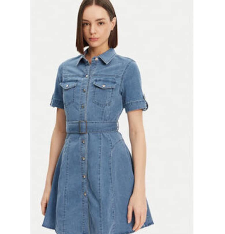 Рокля  модел 993 DENIM син - памук - полиестер - Син Morgan