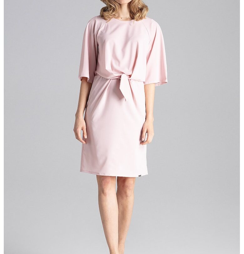 Рокля -  модерен дизайн - розова - лятна - полиестер Figl