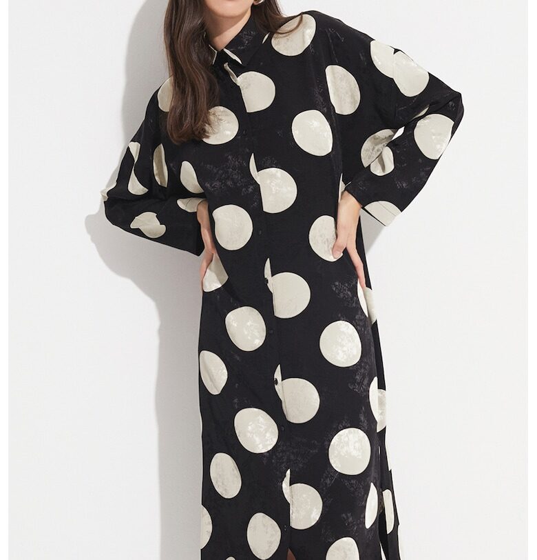 Рокля на точки - Черен/Мръснобял June