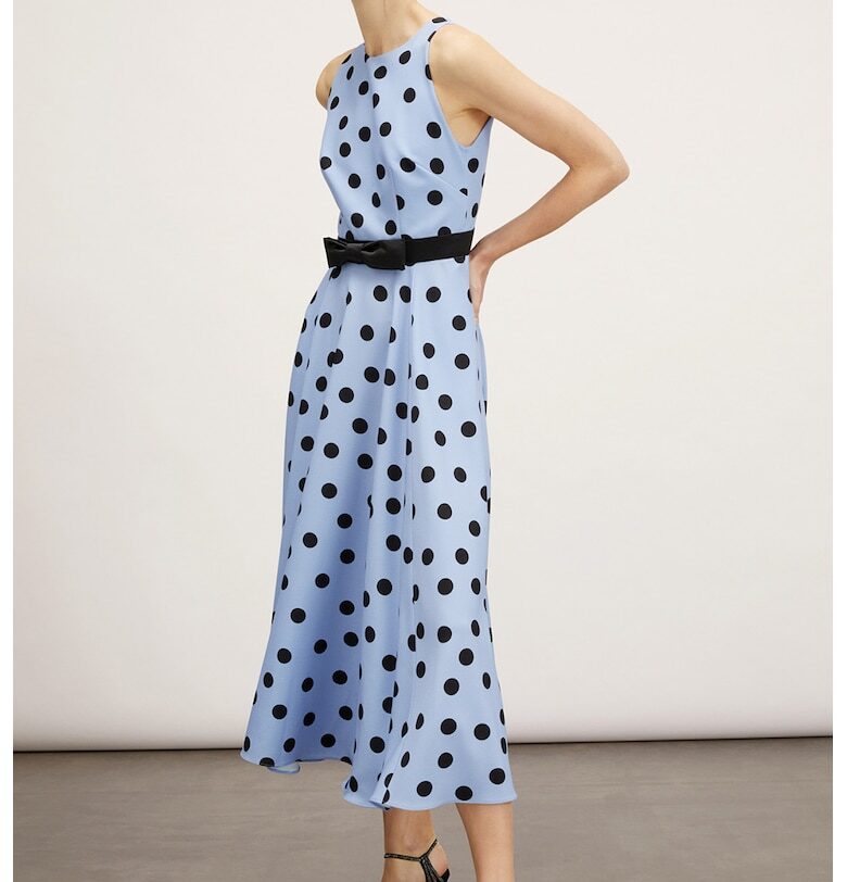 Рокля на точки с панделка - Черен/Лавандула Motivi