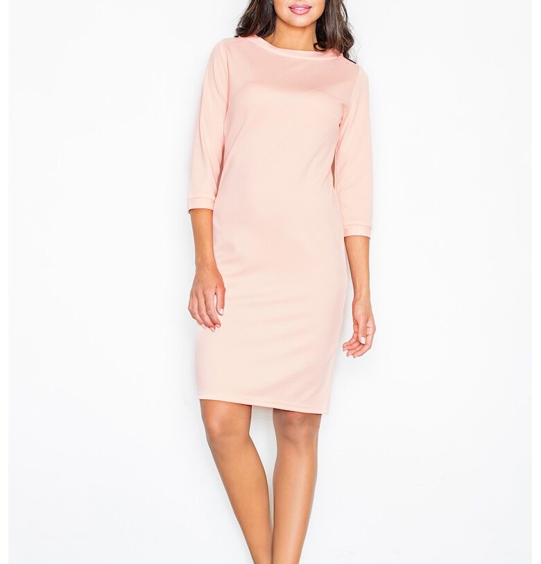 Рокля  обикновена - 3/4 ръкав - розов - полиестер - Розово Figl