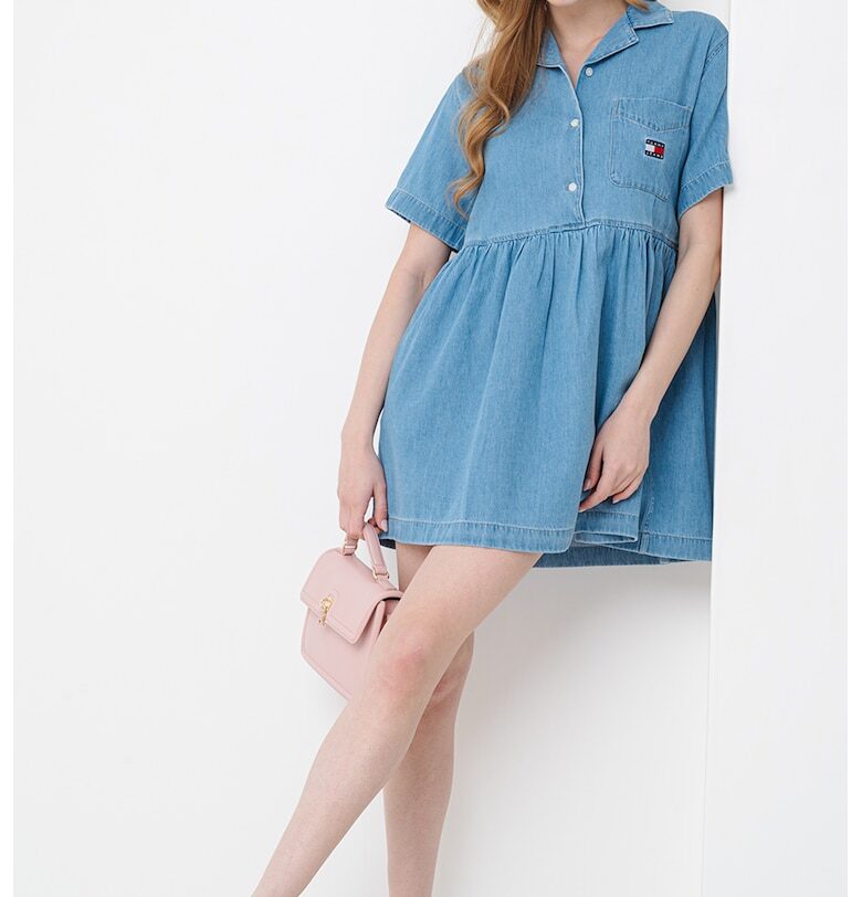 Рокля от деним с бродирано лого - Светлосин Tommy Jeans