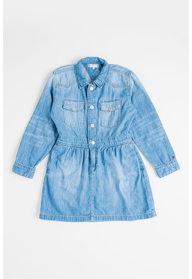 Рокля от деним с дълги ръкави - Пастелносин Tommy Hilfiger
