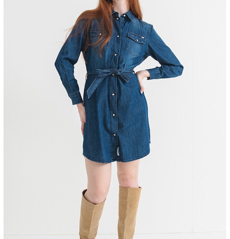 Рокля от деним с дълги ръкави - Тъмносин Pepe Jeans London