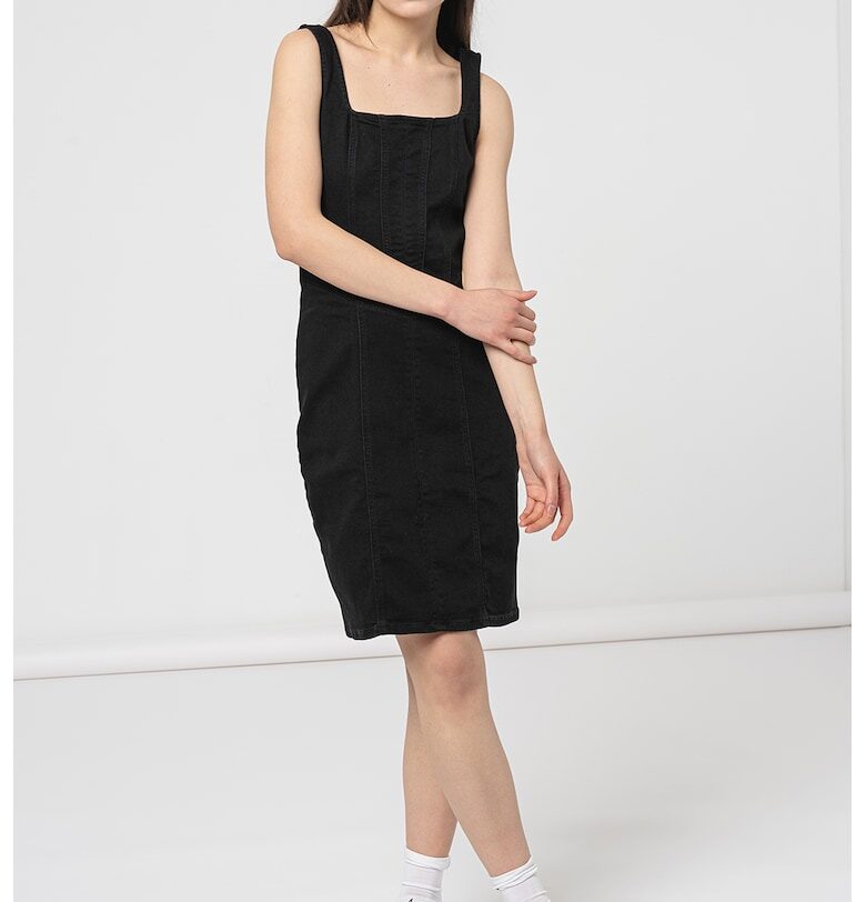 Рокля от деним с квадратно деколте - Черен CALVIN KLEIN JEANS