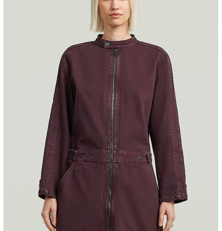 Рокля от деним с цип и дълги ръкави - Бордо G-STAR