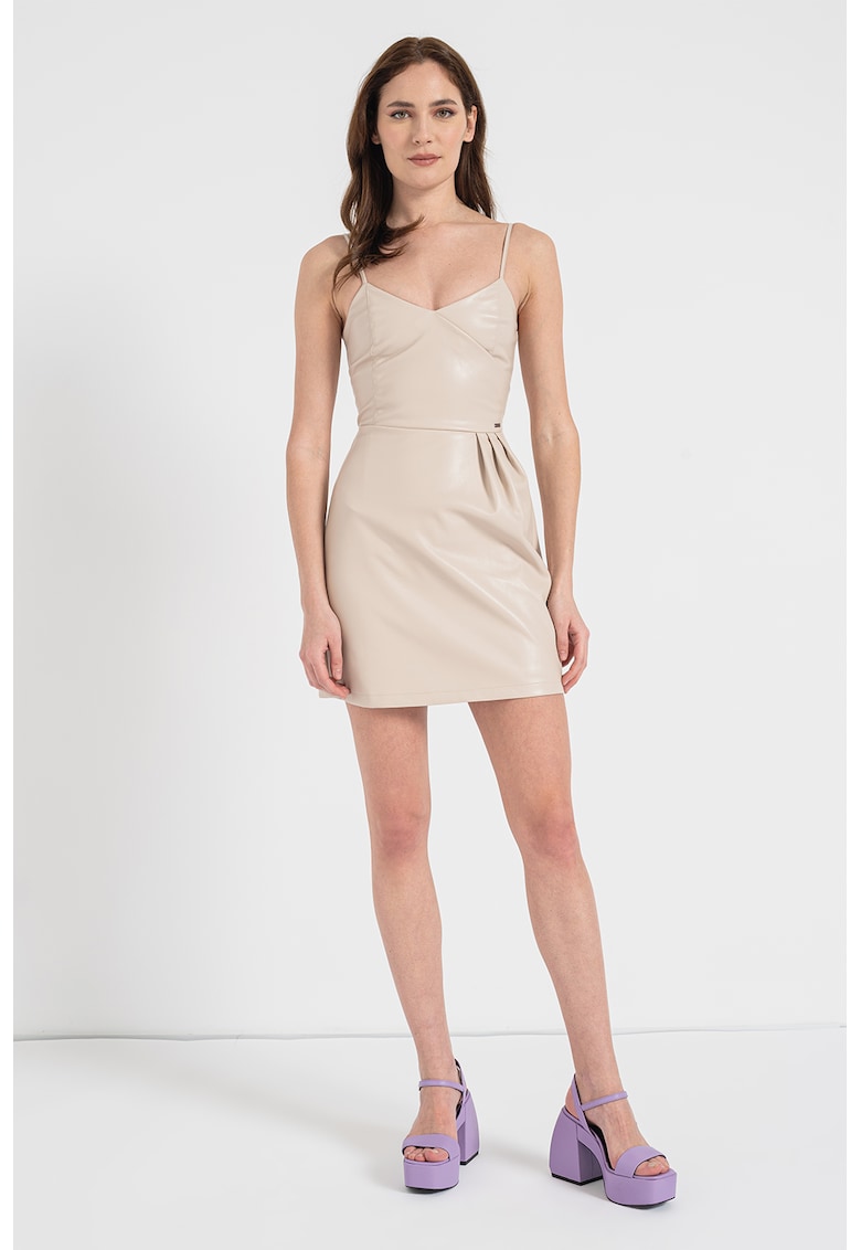 Рокля от еко кожа без ръкави - Праскова ARMANI EXCHANGE