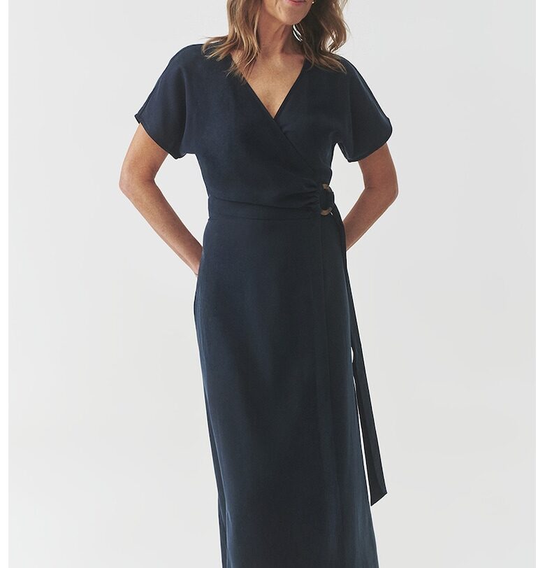 Рокля от лиосел с къси ръкави - Ултрамарин синьо Tatuum