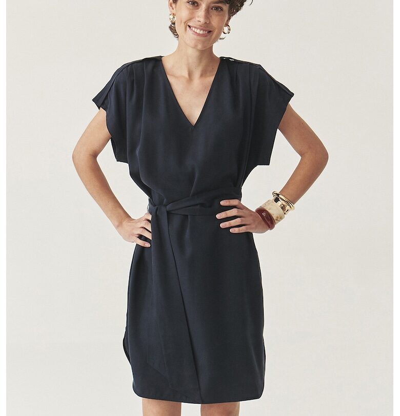 Рокля от лиосел с къси ръкави - Ултрамарин синьо Tatuum