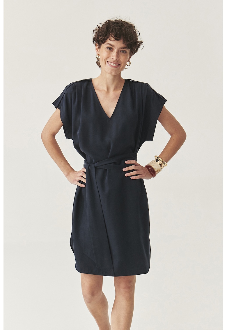 Рокля от лиосел с къси ръкави - Ултрамарин синьо Tatuum