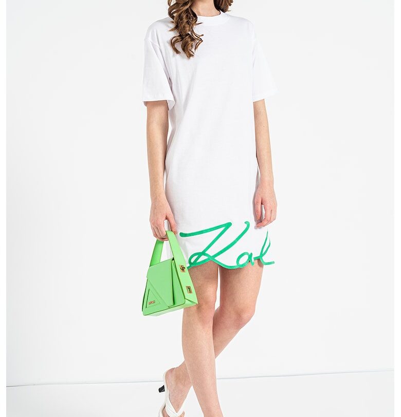 Рокля от органичен памук с лого - Бял Karl Lagerfeld