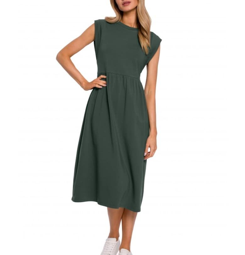 Дамска рокля  Памук/Еластан - Каки зелено4 MOE