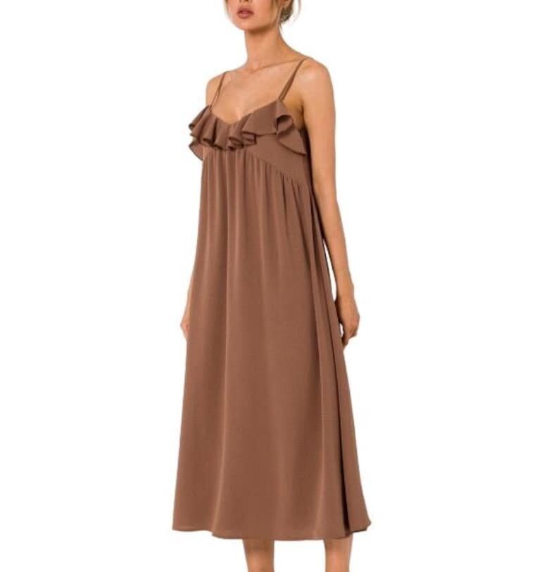 Рокля от полиестер - Кафяв OEM