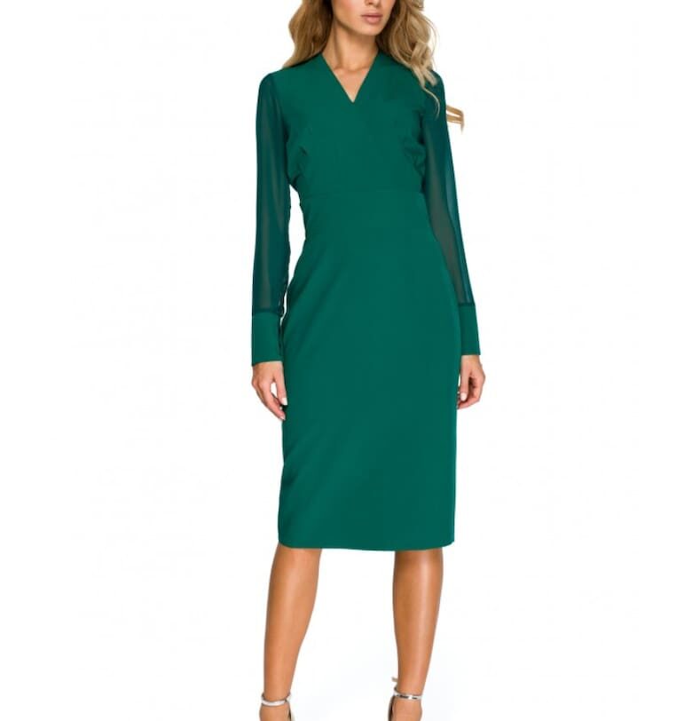 Рокля от шифон -  полиестер/васкоза - Зелен Style