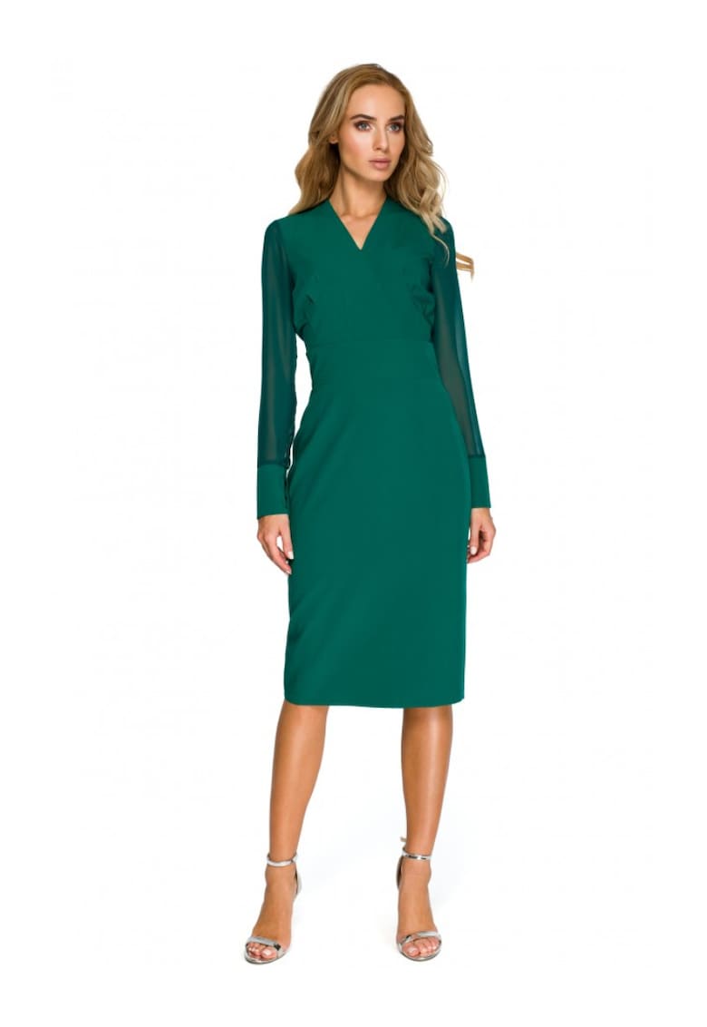 Рокля от шифон - полиестер/васкоза - Зелен Style