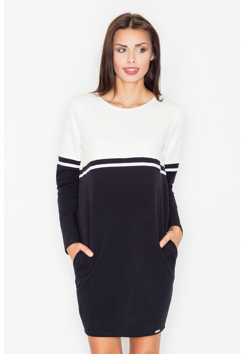 Рокля памук - черно и бяло - Бял/Черен Figl