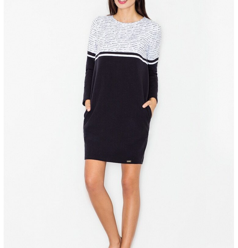 Рокля  памучна - черна - с джобове Figl