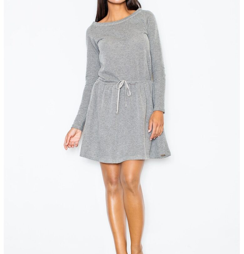 Рокля  плетена - тъмно сива - памук Figl