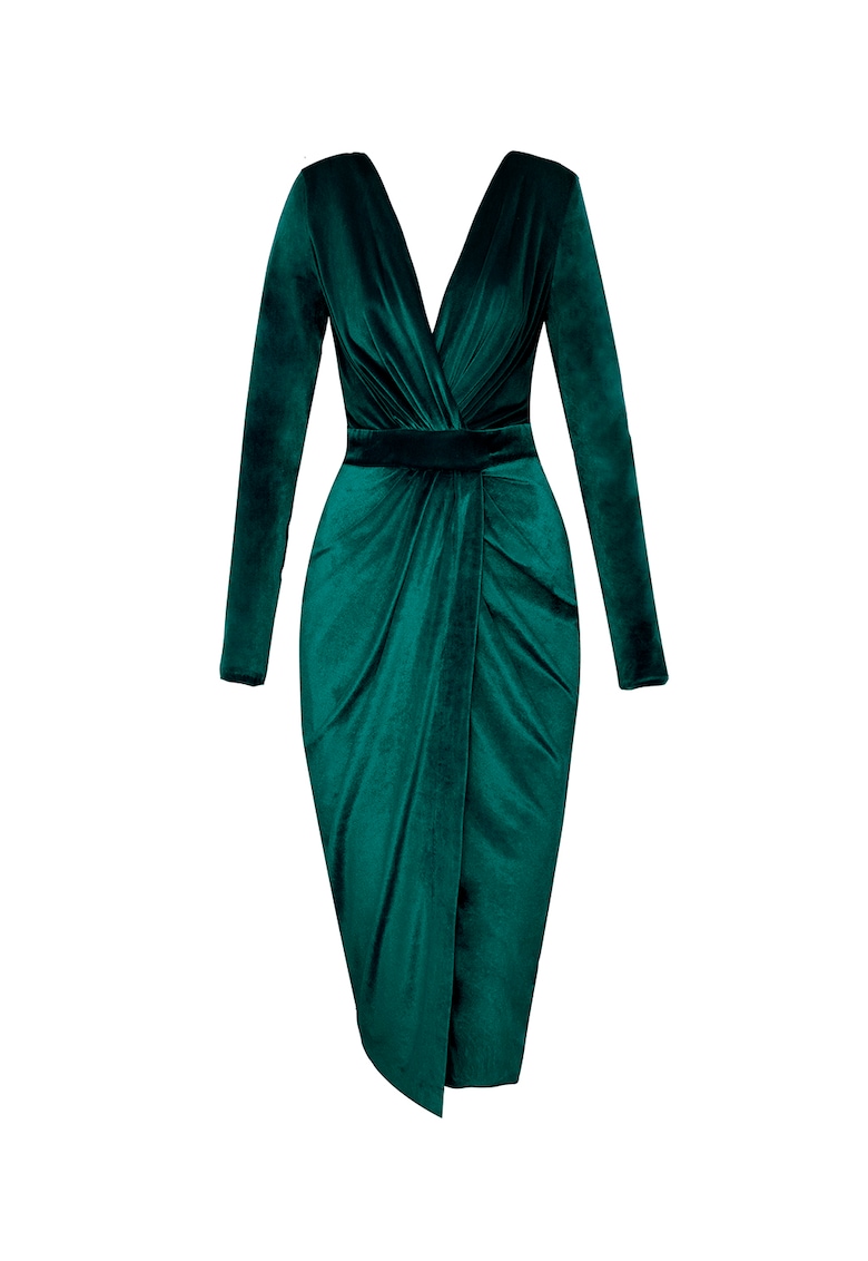 Рокля по тялото Jade Agate от кадифе - Зелен Alina Cernatescu