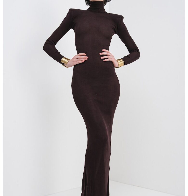 Рокля по тялото - Тъмнокафяв SELF-PORTRAIT