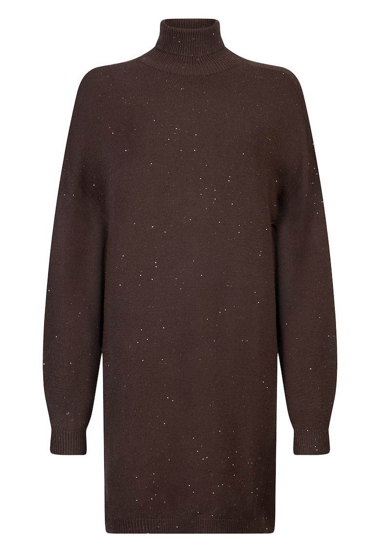 Рокля-поло с декоративни камъни - Тъмнокафяв Liu Jo