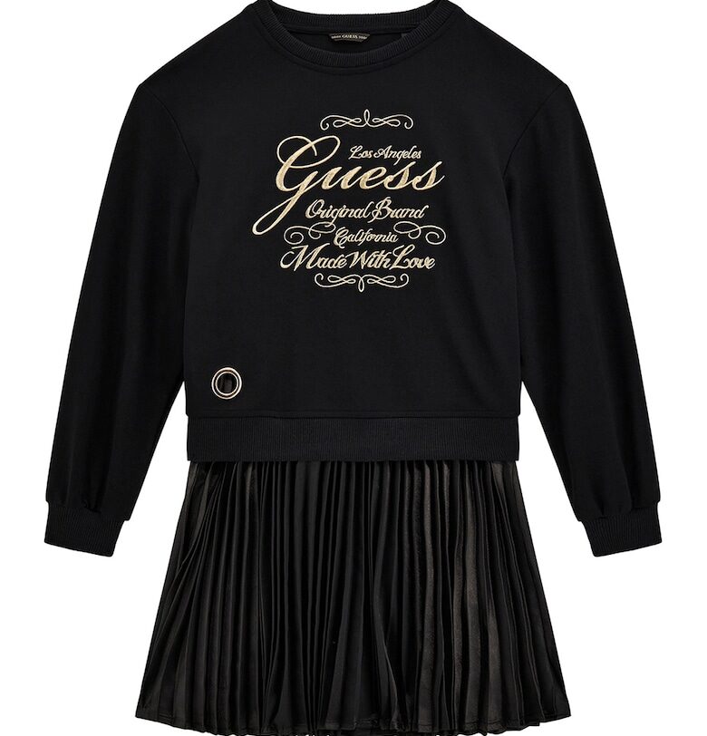 Рокля-пуловер с дизайн 2 в 1 - Златист/Черен GUESS KIDS