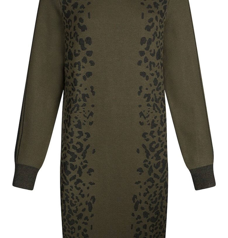 Рокля-пуловер с животинска шарка - Черен/Зелени аспержи Liu Jo
