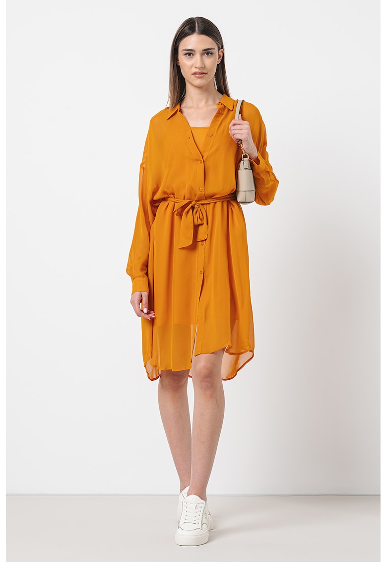 Рокля-риза от шифон - Оранжев ARMANI EXCHANGE