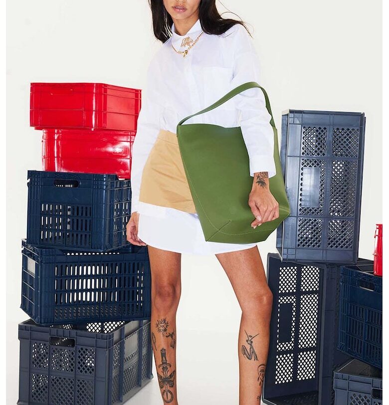 Рокля-риза с дизайн 2 в 1 - Бял/Карамел TWIST