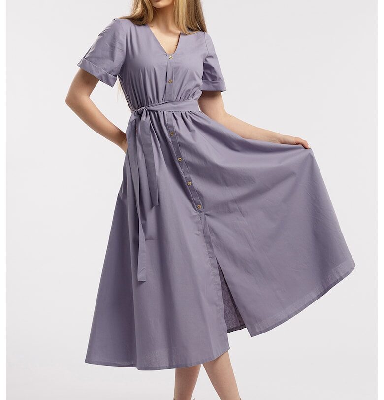 Рокля-риза с колан - Бледовиолетов CAMISSI