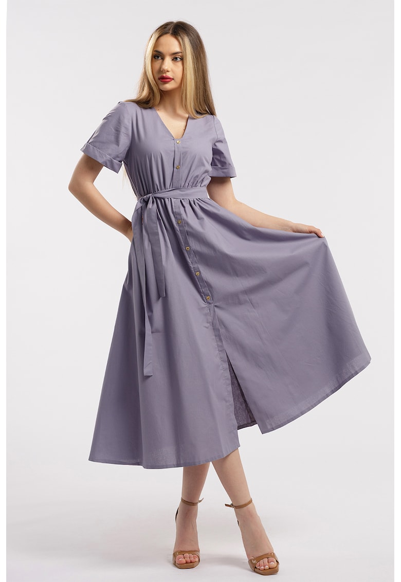 Рокля-риза с колан - Бледовиолетов CAMISSI