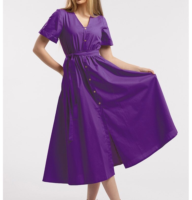 Рокля-риза с колан - Виолетов CAMISSI